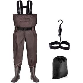Sunocity Chest Fishing Waders with Boots (Color: Coffee, size: Men 13 / Women 15)