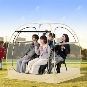 Instant Pop up Sports Tent with Carrying Bag and Floor Mat for 1-2/5-6 People (Color: Beige, size: M)