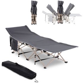 Outsunny Folding Camping Cot for Adults with Carry Bag, Side Pocket, Outdoor Portable Sleeping Bed for Travel, Camp, Vacation, 330 lbs. Capacity, Gray (Color: as Pic)