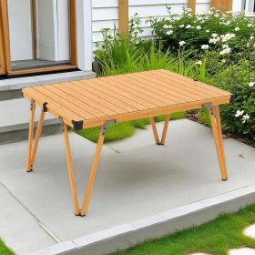 Folding Camping Table Picnic Table with Storage Bag and Waterproof Desktop (Color: Brown)