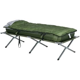 Outsunny Camping Cot, Outdoor Folding Bed Set with Mattress, Sleeping Bag, Pillow, and Carry Bag, Comfortable and Portable, for Travel Camp Beach (Color: as Pic)