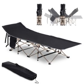 Outsunny Folding Camping Cot for Adults with Carry Bag, Side Pocket, Outdoor Portable Sleeping Bed for Travel, Camp, Vacation, 330 lbs. Capacity (Color: as Pic)