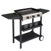3-Burner Flat Top Gas Griddle Cooking Station with Ceramic Coated Cast Iron Pan