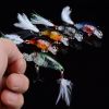 5pcs Fishing Lures With Leather; Artificial With 3D Eyes