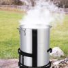 30QT Propane Turkey Fryer Set Silver Aluminum Pot with Black Round Iron Stand