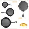 3Pcs Pre-Seasoned Cast Iron Skillet Set 6/8/10in Non-Stick Oven