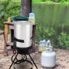 30QT Propane Turkey Fryer Set Silver Aluminum Pot with Black Round Iron Stand