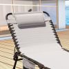 Foldable Lounge Chair with Detachable Pocket and Pillow, Adjustable Recliner