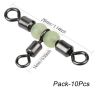 40pcs Cross Line Rolling Swivel With Pearl Luminous Beads