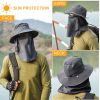 Fishing Bucket Hat Wide Brim Breathable Unisex Hat Sunlight-proof Removable Neck