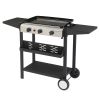 3-Burner Flat Top Gas Griddle Cooking Station with Ceramic Coated Cast Iron Pan
