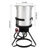 30QT Propane Turkey Fryer Set Silver Aluminum Pot with Black Round Iron Stand