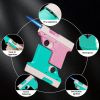 Windproof adjustable flame lighter - Portable liquid gas filling igniter, zinc alloy shell, light green and pink handle, suitable for camping