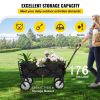 Collapsible Wagon Cart ; Folding Wagon Cart ;  176 lbs Load Beach Wagon Oversized Wheels;  Portable Folding Wagon Adjustable Handles for Beach;  Garde