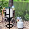 30QT Propane Turkey Fryer Set Silver Aluminum Pot with Black Round Iron Stand