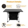 Foldable Table With Storage Basket Rustproof Portable Aluminum Alloy Roll-Up