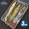 3pcs 8 Segment Fishing Lure Multi Jointed Artificial Bait Slow Sinking