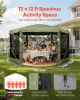VEVOR Pop up Gazebo Screen Tent, 12 x 12 ft Large 6-Sided Camping Canopy Tent with Removable Top & Carry Bag, Quick-Set & Bite-Proof